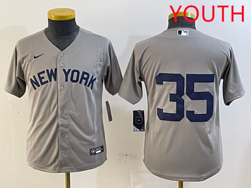 Youth New York Yankees #35 No Name Grey Game 2025 Nike MLB Jersey style 7